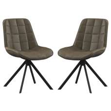 Satie Espresso PU Leather Dining Chairs in Pair - UK