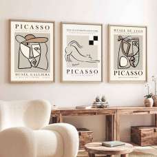 Satori Wooden 20x30cm Cubist Soul Cat Art of Frame Set of 3 in Multicolour - UK
