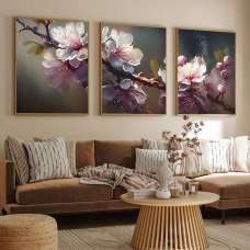 Satori Wooden 30x40cm Sakura Mist Art of Frame Set of 3 in Multicolour - UK