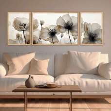 Satori Wooden Ethereal Anemone Wall Frame Set of 3 in Multicolour - UK