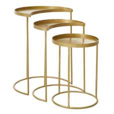 Saur Metal Nest Of 3 Tables In Gold - UK