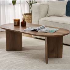 Savelio Oval Wooden Coffee Table in VNT Walnut - UK