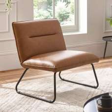 Savelle Faux Leather Lounge Chair in Brown - UK