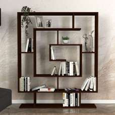 Savero Wooden Bookcase with 9 Shelves in Wenge - UK
