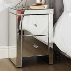 Saville Mirrored Bedside Cabinet With 2 Drawers In Silver - UK