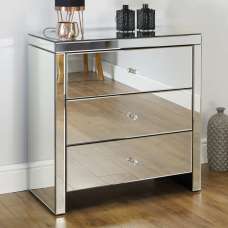 Saville Mirrored Chest Of 3 Drawers In Silver - UK