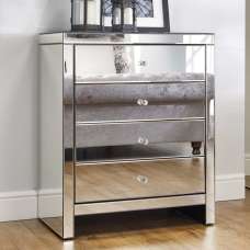 Saville Mirrored Chest Of 4 Drawers In Silver - UK