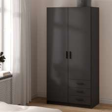 Savoy Wooden Wardrobe with 2 Doors 3 Drawers in Matt Grey - UK