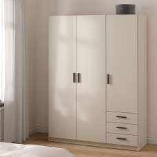 Savoy Wooden Wardrobe with 3 Doors 3 Drawers in Cashmere - UK
