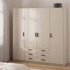 Savoy Wooden Wardrobe with 4 Doors 4 Drawers in Cashmere - UK