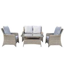 Savvy Rattan Garden 4 Seater Sofa Set With Coffee Table In Natural - UK