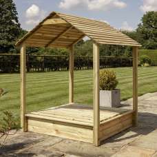 Sayreville Wooden Garden Gazebo With Sandpit In Natural - UK