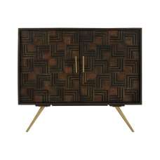 Sutra Wooden Sideboard With Warm Gold Legs In Brown - UK