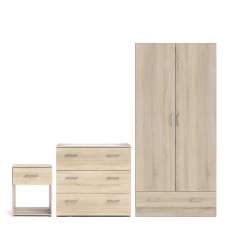Scalia Wooden Furniture Set With 2 Doors Wardrobe In Oak - UK