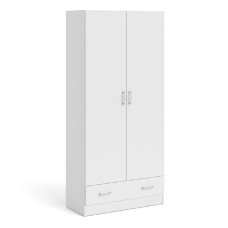 Scalia Wooden Wardrobe With 2 Doors 1 Drawer In White - UK