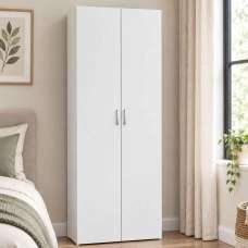 Scalia Wooden Wardrobe With 2 Doors In White - UK