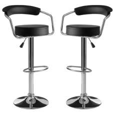 Scalo Black Faux Leather Bar Chairs With Chrome Base In A Pair - UK