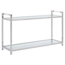 Sceptrum Clear Glass Top Console Table With Silver Steel Base - UK