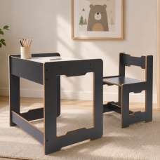 Seagull Wooden Table and Chair in Anthracite and White - UK