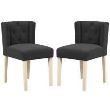Seattle Anthracite Fabric Dining Chairs Without Arms - Pair - UK