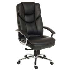 Seattle Leather Home And Office Chair With Chrome Base In Black - UK