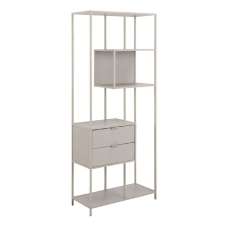 Sebring Wooden Bookcase Large With Metal Frame In Grey - UK