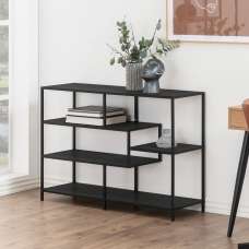 Sebring Wooden Bookcase Small With Metal Frame In Black Oak - UK