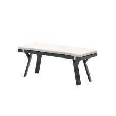 Sedalia Aluminium Garden Seating Bench With Cushion In Dark Grey - UK