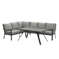 Sedalia Aluminium Left Hand Garden Corner Lounge Set In Dark Grey - UK