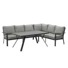 Sedalia Aluminium Right Hand Garden Corner Lounge Set In Dark Grey - UK