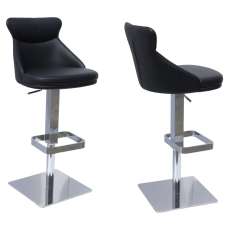 Sedalia Black Faux Leather Bar Chairs In Pair - UK