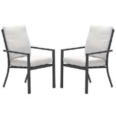 Sedalia Dark Grey Aluminium Dining Chairs With Cushion In Pair - UK
