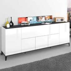 Seffner High Gloss Storage Cabinet With 6 Doors In White And Slate - UK