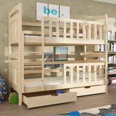 Seguin Wooden Bunk Bed With Foam Mattress And Storage In Pine - UK