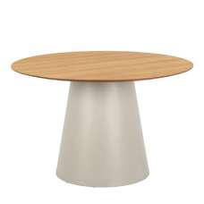 Seguin Wooden Dining Table Round In Oak And Grey - UK
