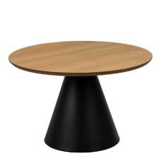 Seguin Wooden Medium Coffee Table Round In Oak And Black - UK