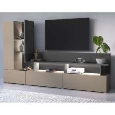 Seguin Wooden TV Stand With 2 Doors 2 Drawers In Congo Anthracite - UK