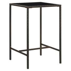 Selah 70cm Glass Top Bar Table With Poly Rattan Frame In Brown - UK