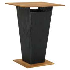 Selah 80cm Wooden Top Bar Table With Poly Rattan Base In Black - UK