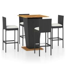 Selah Large Wooden Top Bar Table With 4 Audriana Chairs In Black - UK