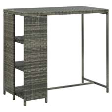Selah Poly Rattan Bar Table With Storage Rack In Grey - UK