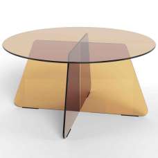 Selbyville Glass Round Coffee Table - Brown - UK
