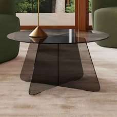 Selbyville Glass Round Coffee Table - Smoked - UK