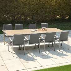 Selma Aluminium Garden 8 Seater Dining Set in Birch Effect - UK