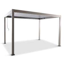 Selma Aluminium Garden BBQ Gazebo 4m x 3m with Light in Birch Effect - UK