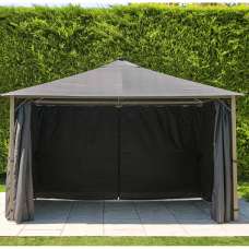 Selma Fabric Gazebo 4m x 3m with Solar Lights in Grey and Birch - UK