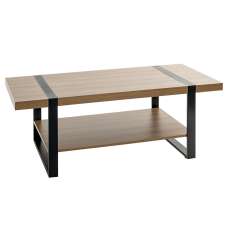 Senatobia Wooden Coffee Table With Black Frame In Natural - UK