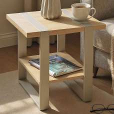 Senatobia Wooden Square End Table With Grey Frame In Oak - UK
