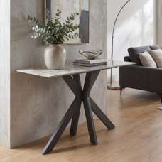 Sendai Ceramic Console Table in White - UK