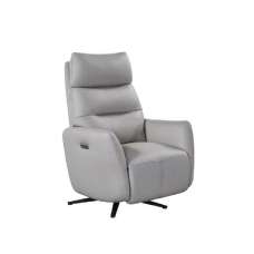 Seneca Leather Electric Recliner Chair In Cloud - UK